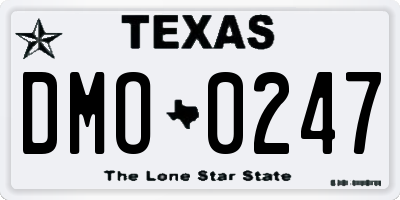 TX license plate DMO0247