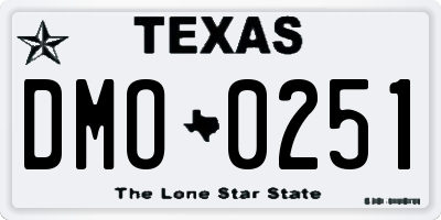 TX license plate DMO0251