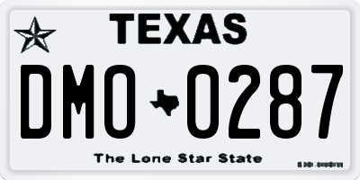TX license plate DMO0287