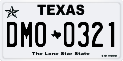 TX license plate DMO0321