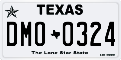 TX license plate DMO0324