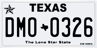 TX license plate DMO0326