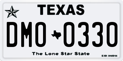 TX license plate DMO0330