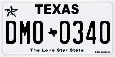 TX license plate DMO0340