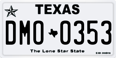 TX license plate DMO0353