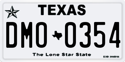 TX license plate DMO0354
