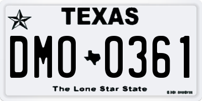 TX license plate DMO0361