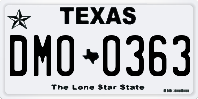 TX license plate DMO0363