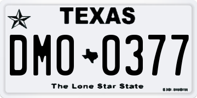 TX license plate DMO0377