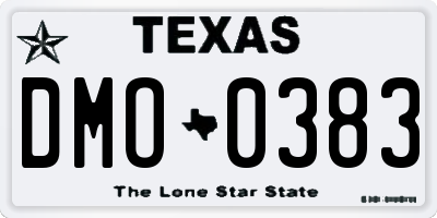 TX license plate DMO0383