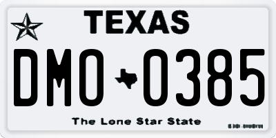 TX license plate DMO0385