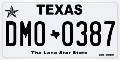 TX license plate DMO0387