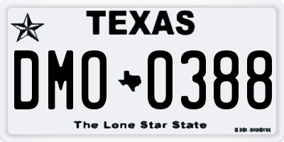 TX license plate DMO0388