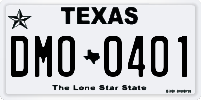 TX license plate DMO0401