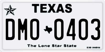TX license plate DMO0403