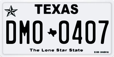 TX license plate DMO0407