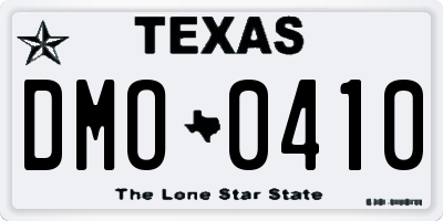 TX license plate DMO0410