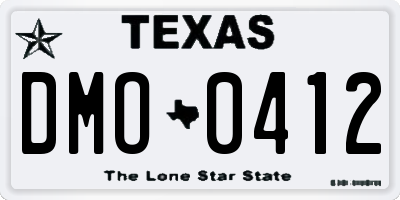 TX license plate DMO0412
