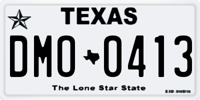 TX license plate DMO0413
