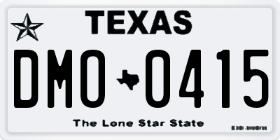 TX license plate DMO0415