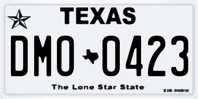 TX license plate DMO0423