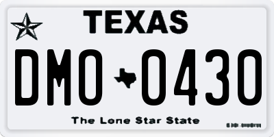 TX license plate DMO0430