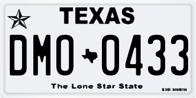 TX license plate DMO0433
