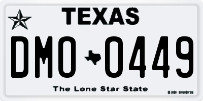TX license plate DMO0449