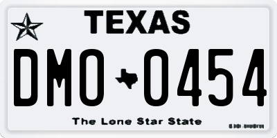 TX license plate DMO0454