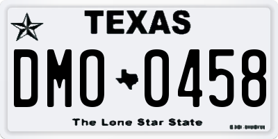 TX license plate DMO0458