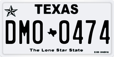 TX license plate DMO0474
