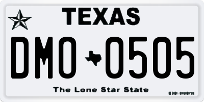 TX license plate DMO0505