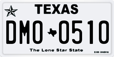 TX license plate DMO0510