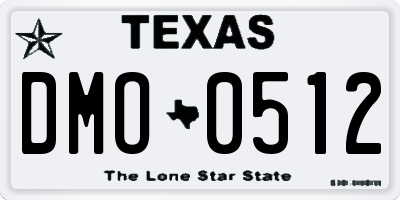 TX license plate DMO0512