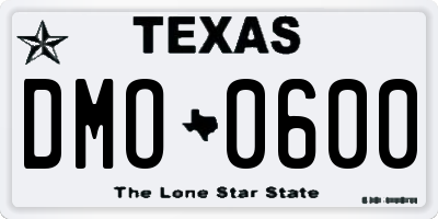 TX license plate DMO0600