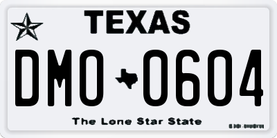 TX license plate DMO0604