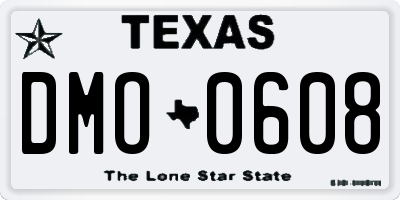 TX license plate DMO0608