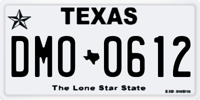 TX license plate DMO0612
