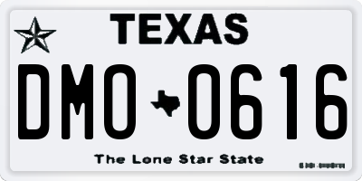 TX license plate DMO0616