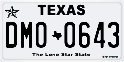 TX license plate DMO0643
