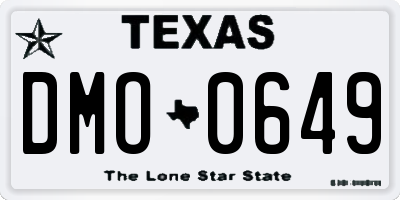 TX license plate DMO0649