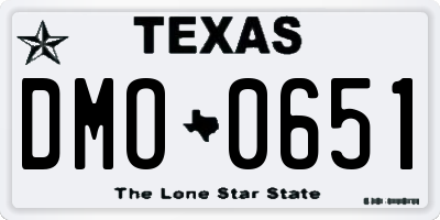 TX license plate DMO0651