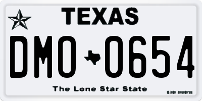 TX license plate DMO0654