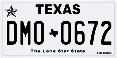 TX license plate DMO0672