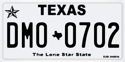 TX license plate DMO0702