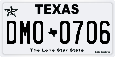 TX license plate DMO0706