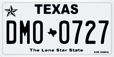 TX license plate DMO0727