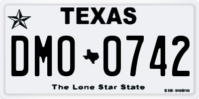 TX license plate DMO0742
