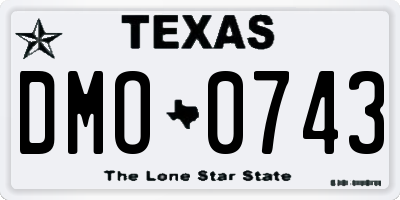 TX license plate DMO0743
