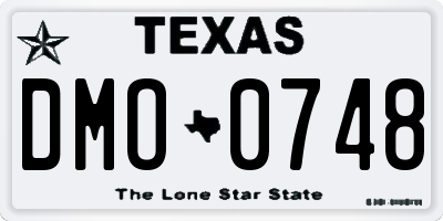 TX license plate DMO0748